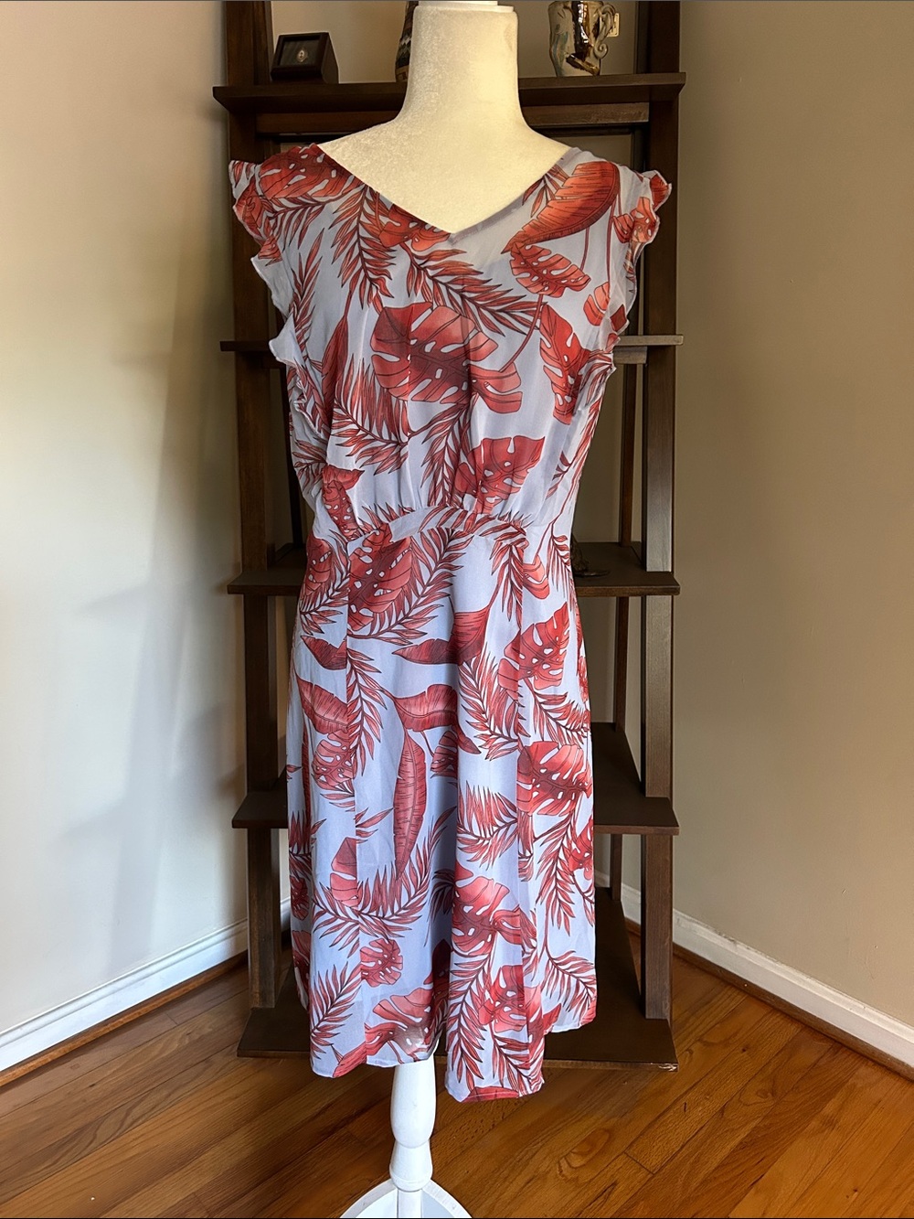 CAbi Isabel Palm Leaf Dress Sz Large